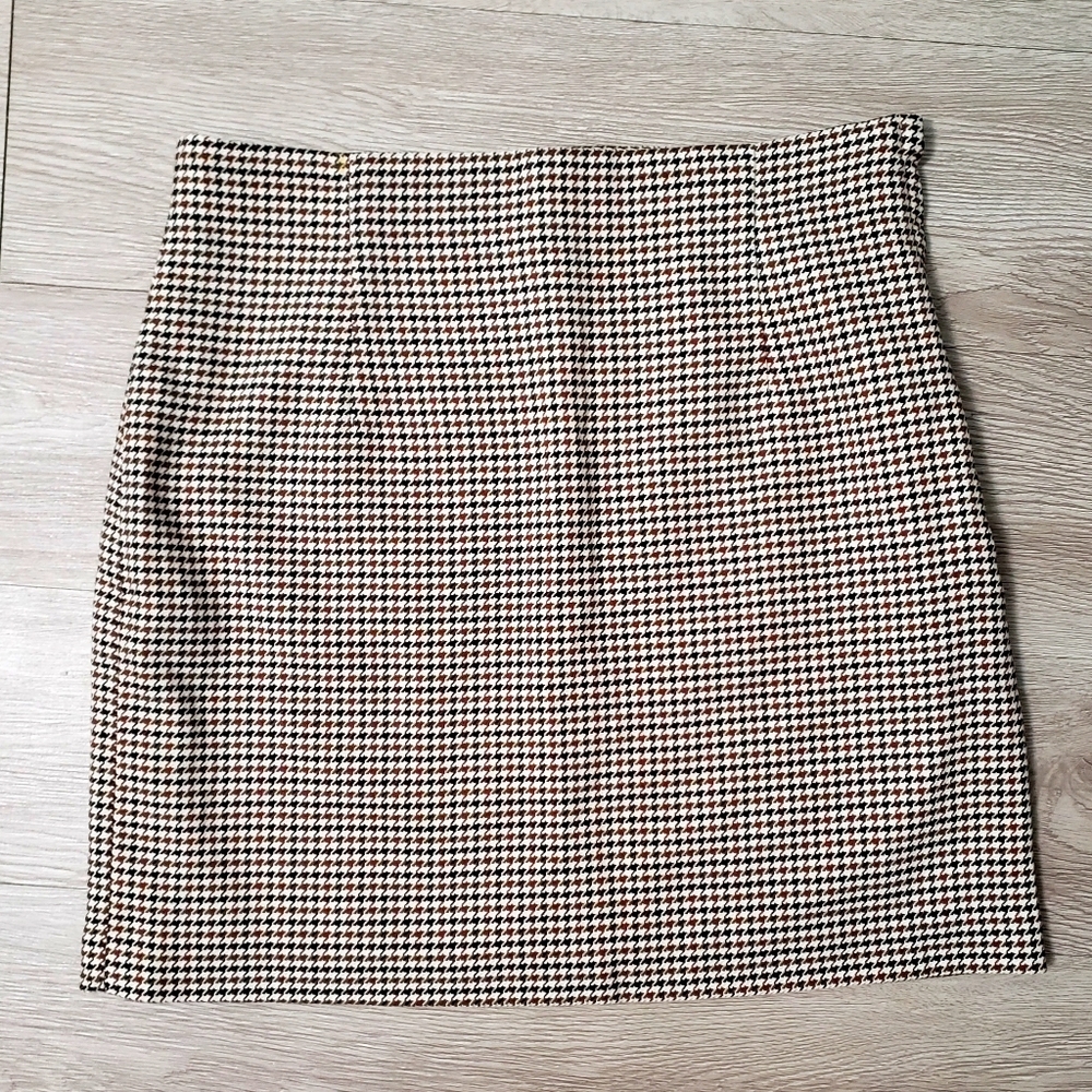 NWT H&M size 6 brown tan houndstooth print skirt career office Fall